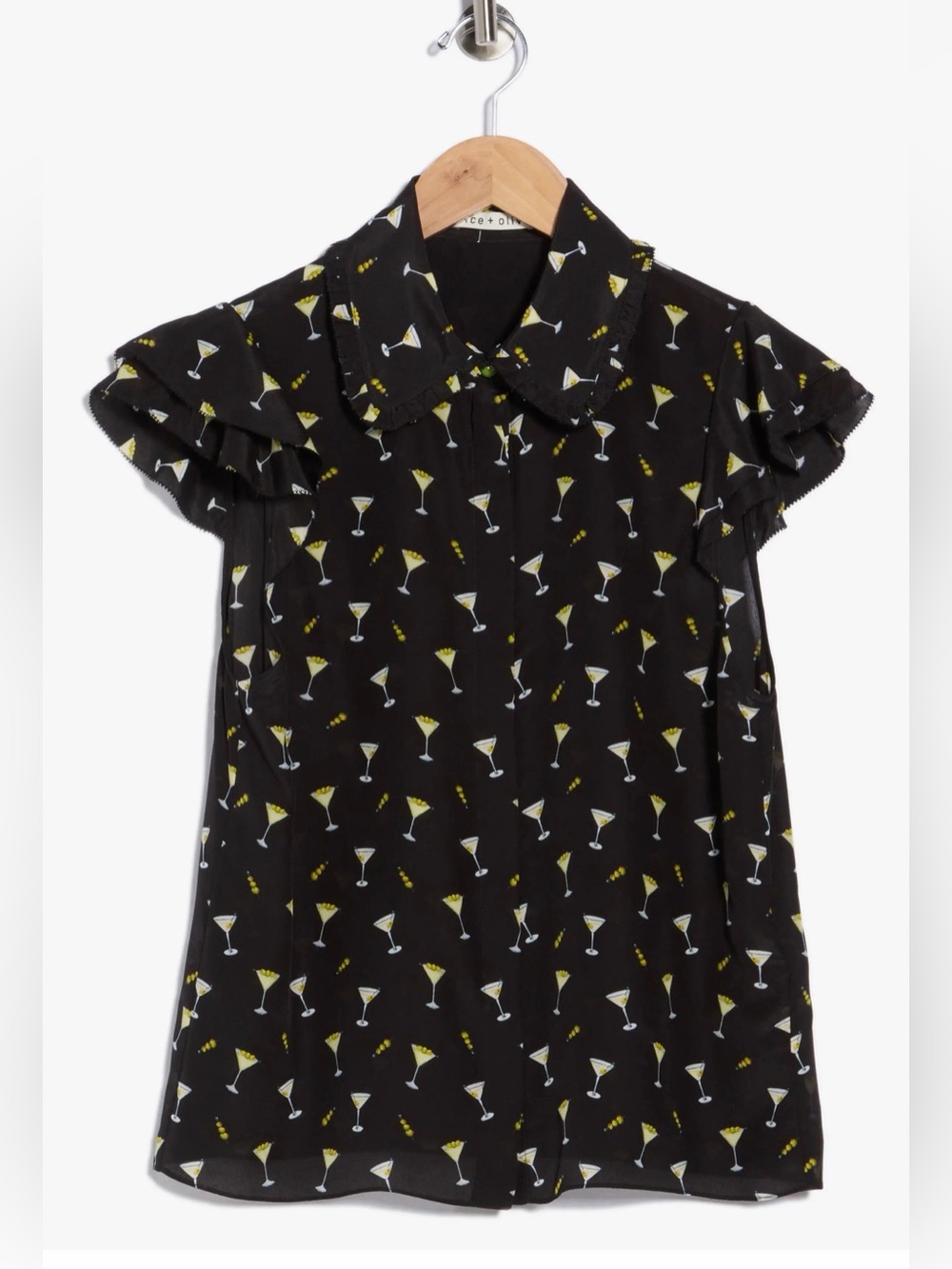 NWT- Alice and Olivia  Ruffle Silk Blouse Size S